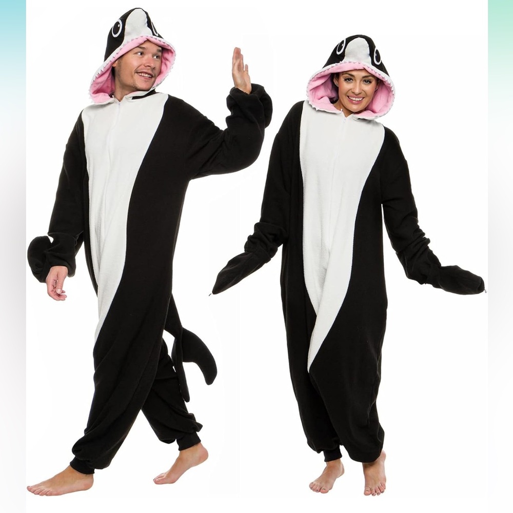 Orca Killer Whale Shamu adult costume onesie, size M